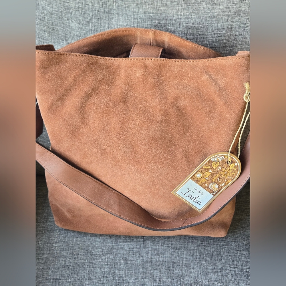 Made In India suede 100% Genuine Leather Hobo Bag Purse - Picture 2 of 14